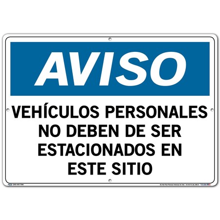 Vestil Aluminum Sign, 14-1/2" Height, 20-1/2" Width, Aluminum, Rectangle, Spanish SI-N-67-E-AL-080-S
